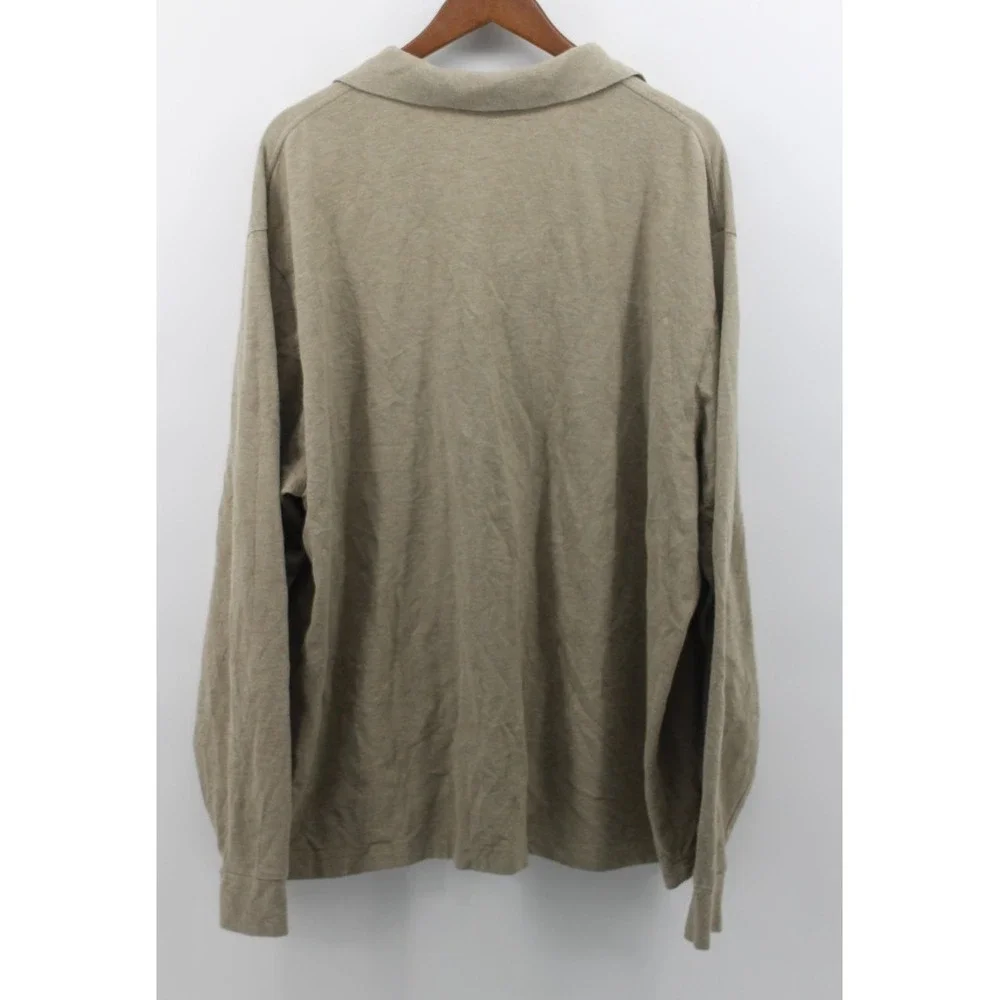 Polo Ralph Lauren Long Sleeve Polo Shirt Mens 2XLT Tan Vintage y2k